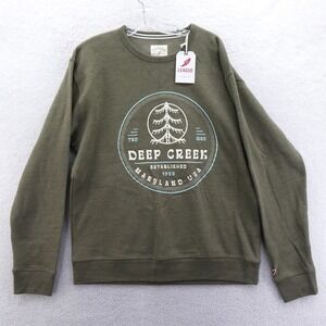 League Sweatshirt Mens Large Deep Creek Maryland Olive Graphic Poly Cotton Rayon